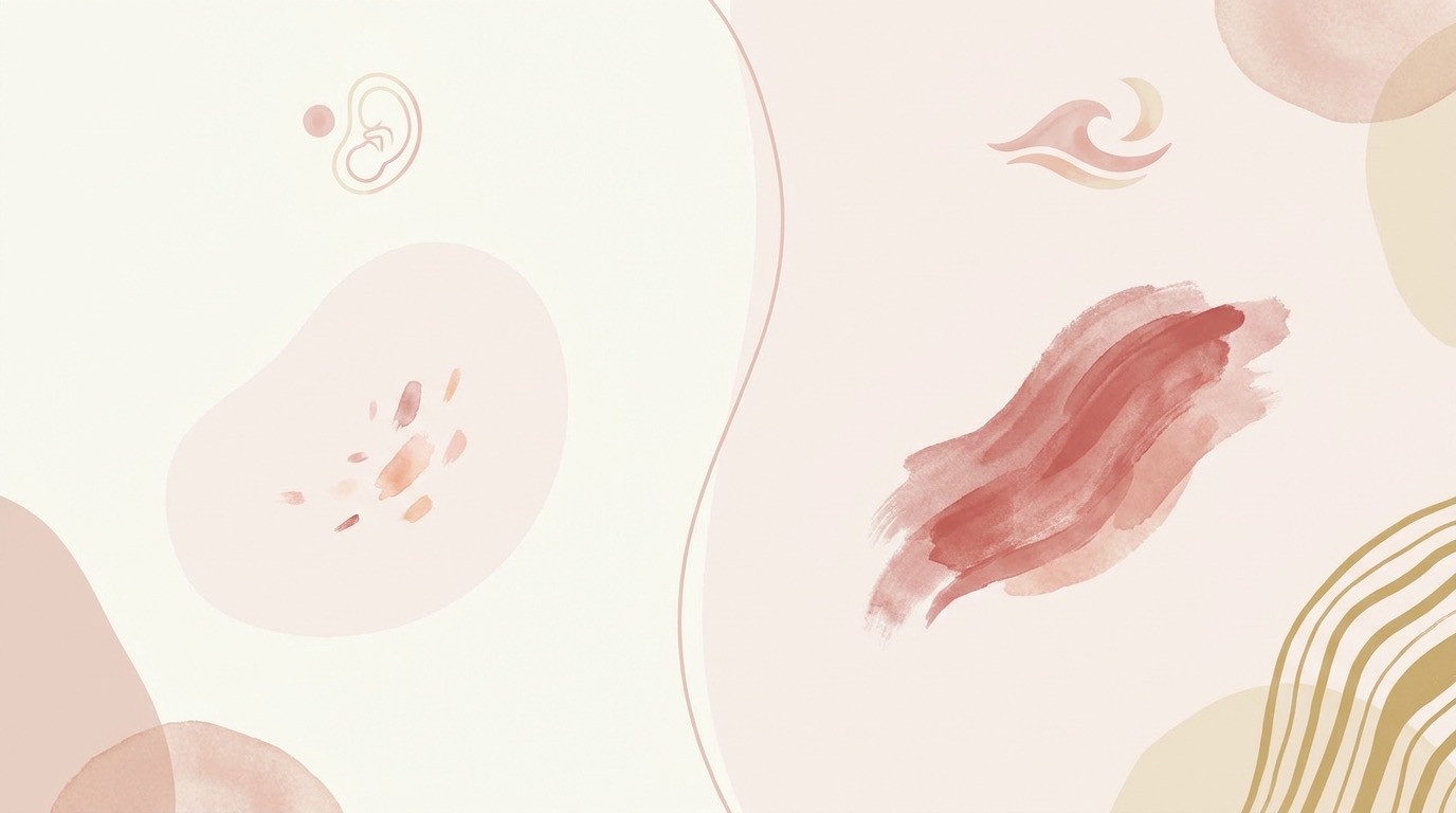 Side-by-side visual comparing light pink and brown implantation spotting against a heavier red period flow